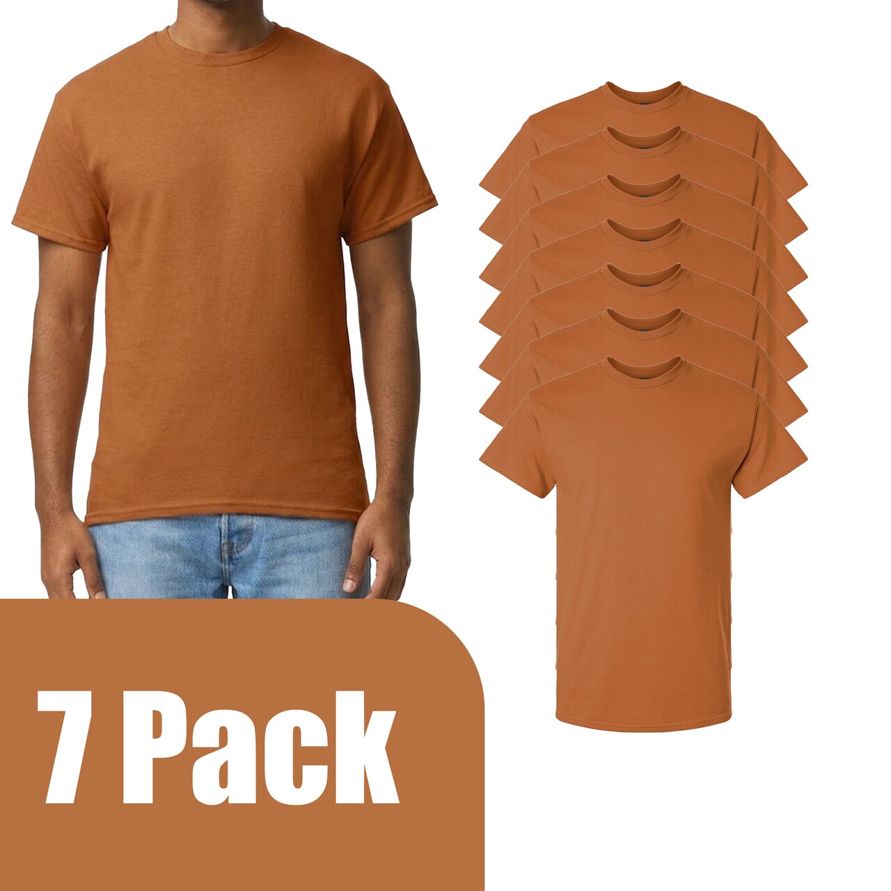 Gildan Ultra Cotton Short Sleeve T-Shirt Bundle, Texas Orange Unisex Crewneck Blanks for DIY Printing
